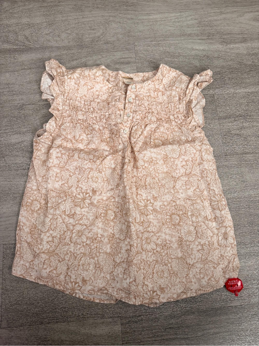 New Magaschoni Cream Floral Button-Front Ruffle Sleeve Top S